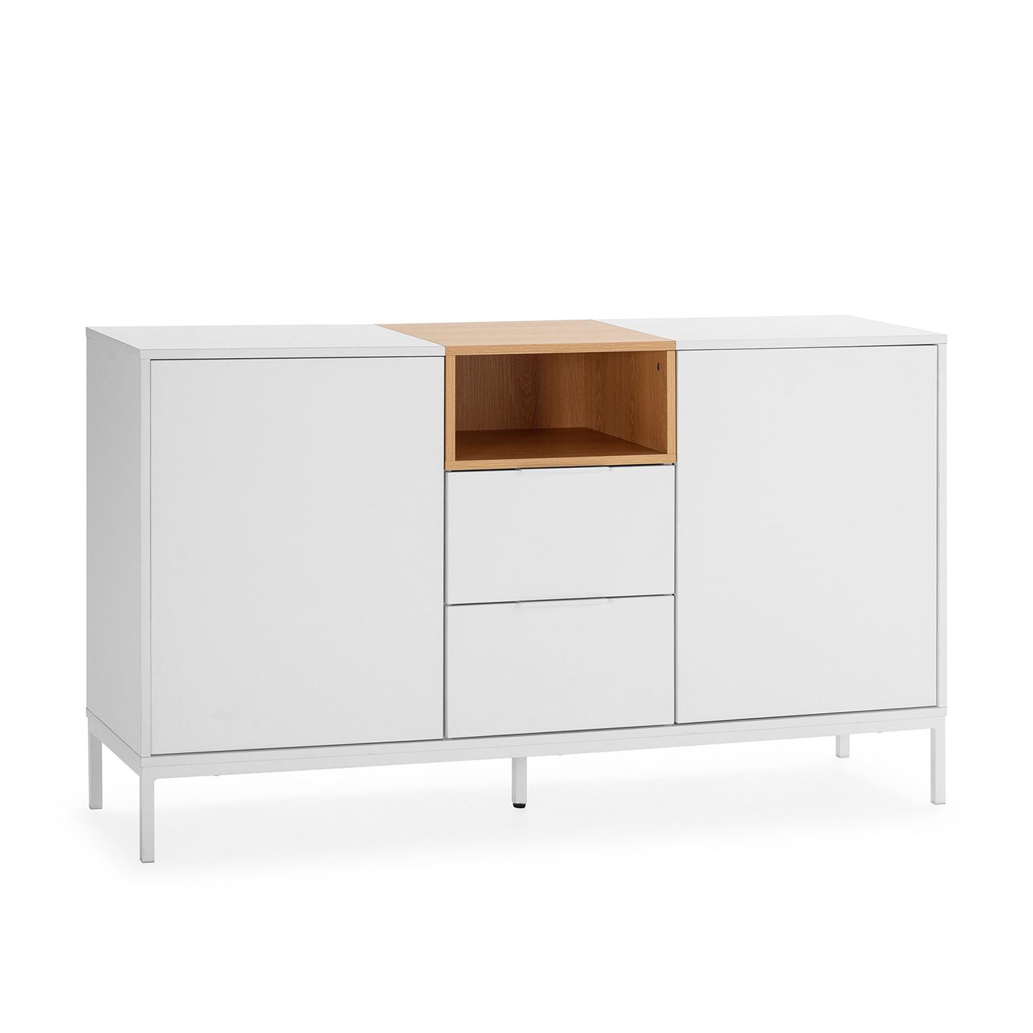 VS VENTA-STOCK Buffet Nieve 2 portes 2 tiroirs couleur Blanc