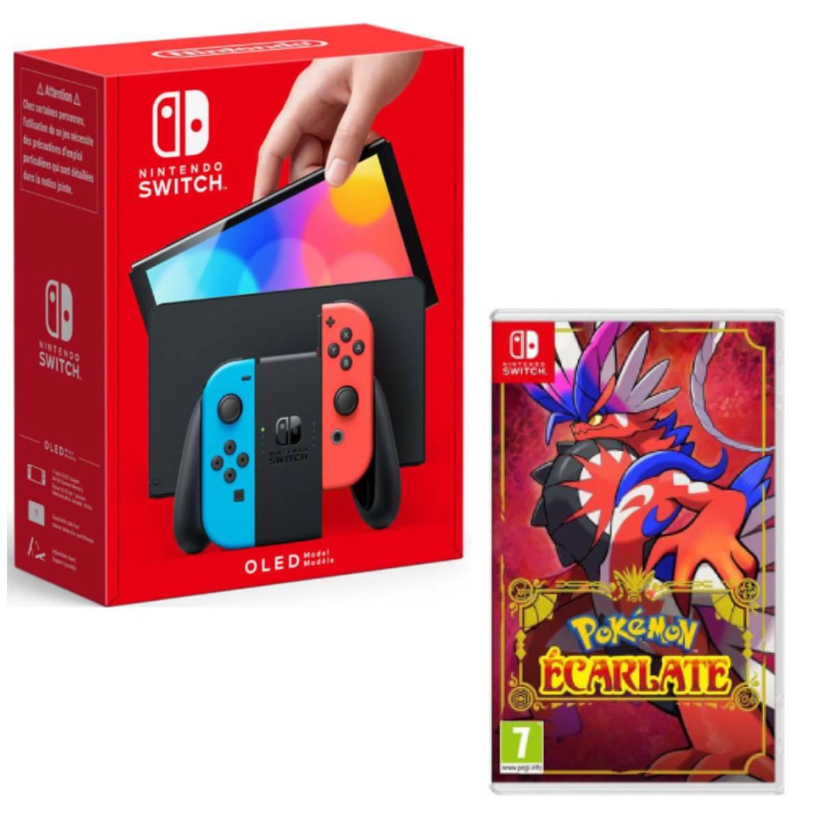 NINTENDO Console Nintendo Switch (modèle OLED) Joy-Con Bleu et Rouge + Pokémon Écarlate Nintendo Switch