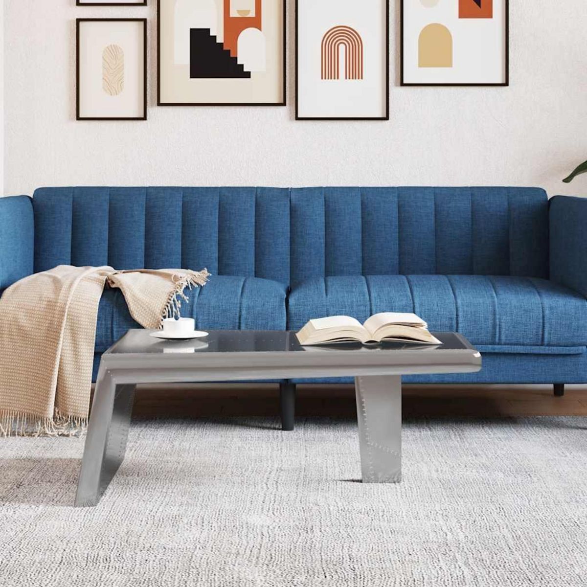 VIDAXL Table basse Aviator Style d'avion vintage Aluminium