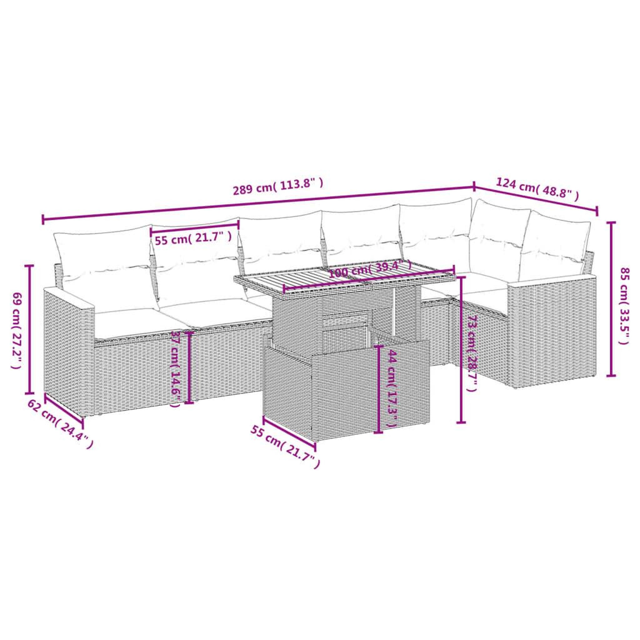Voir la diapositive 3 : VIDAXL Salon de jardin avec coussins 7 pcs beige resine tressee