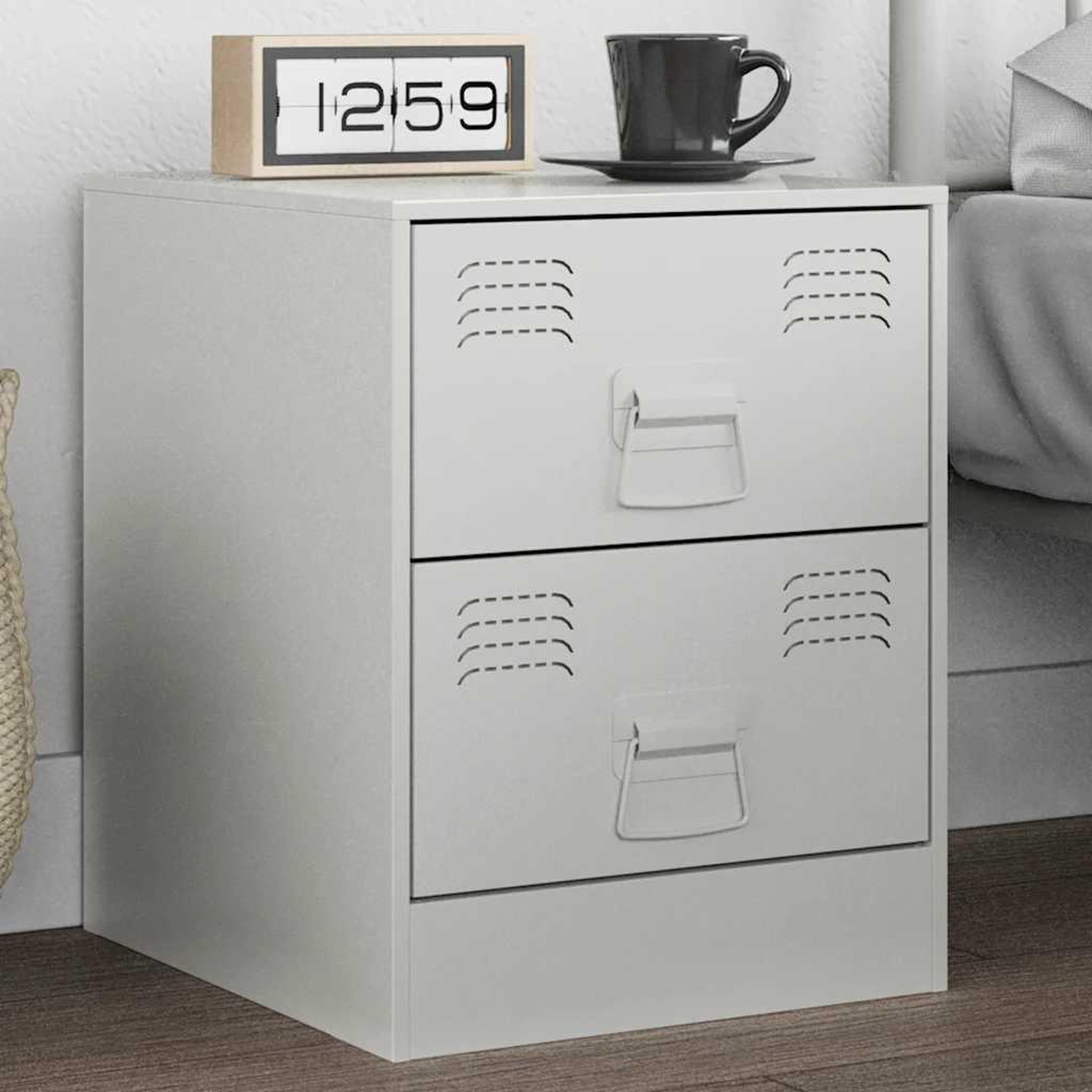 VIDAXL Table de chevet blanc 34,5x39x44 cm acier