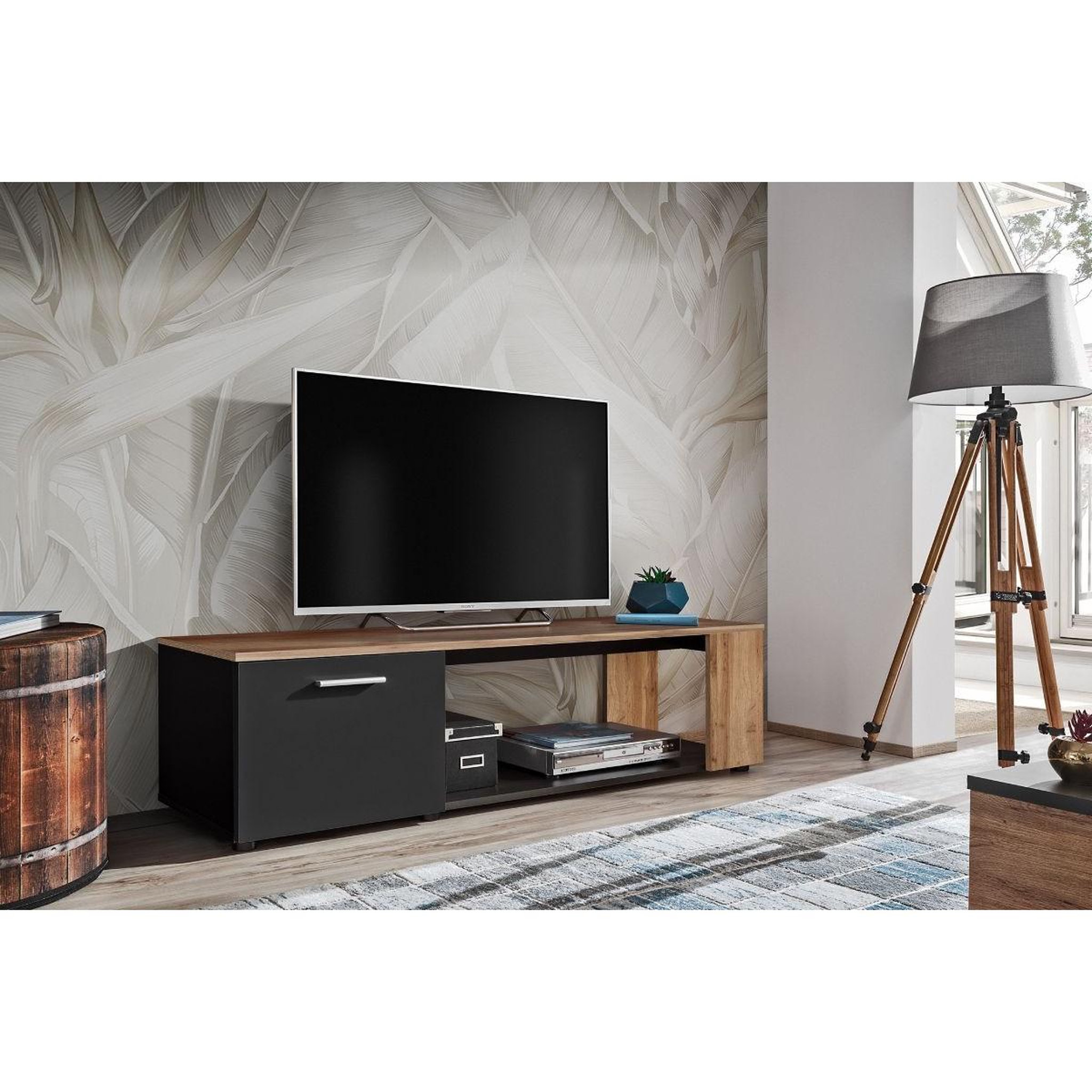 Voir la diapositive 2 : Paris Prix Meuble tv  rtv maze i  150cm noir & naturel