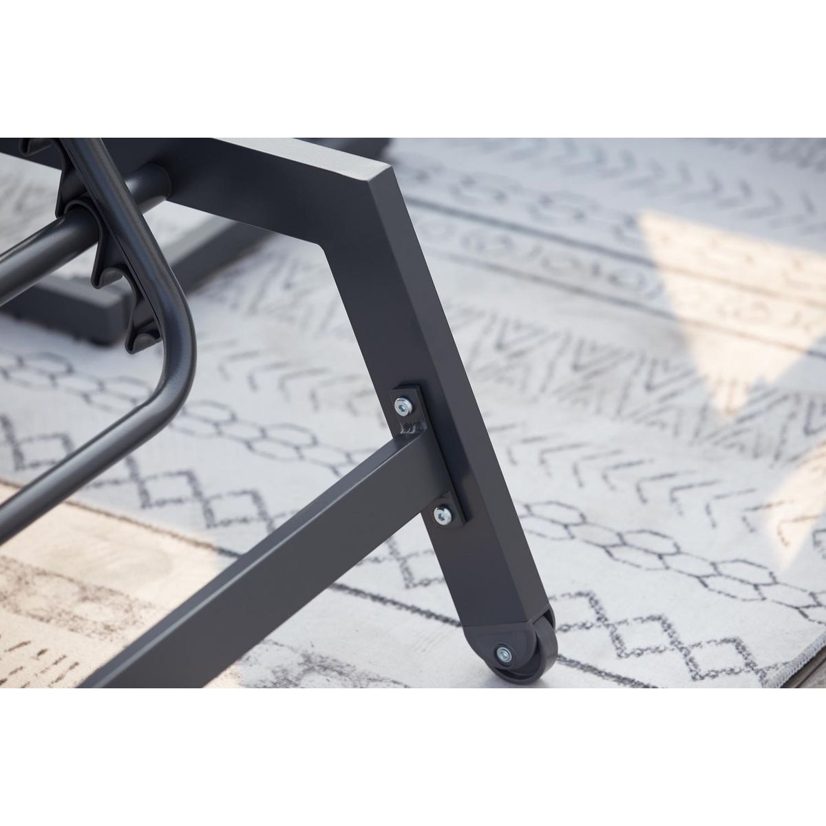 CONCEPT USINE Lot de 2 transats et une table d'appoint gris et noir PRATO