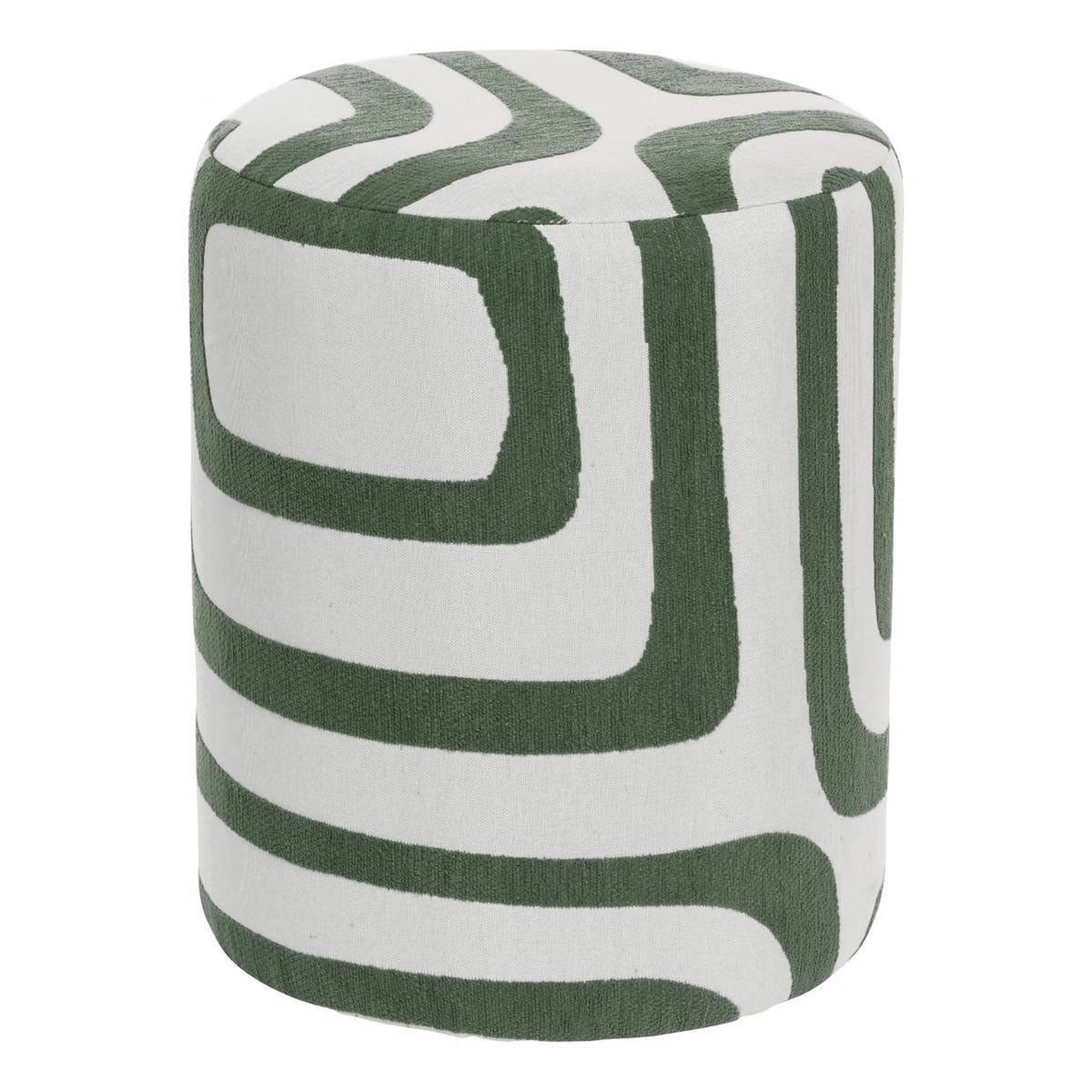 ATMOSPHERA Pouf rond à motifs  delor  30cm vert cèdre