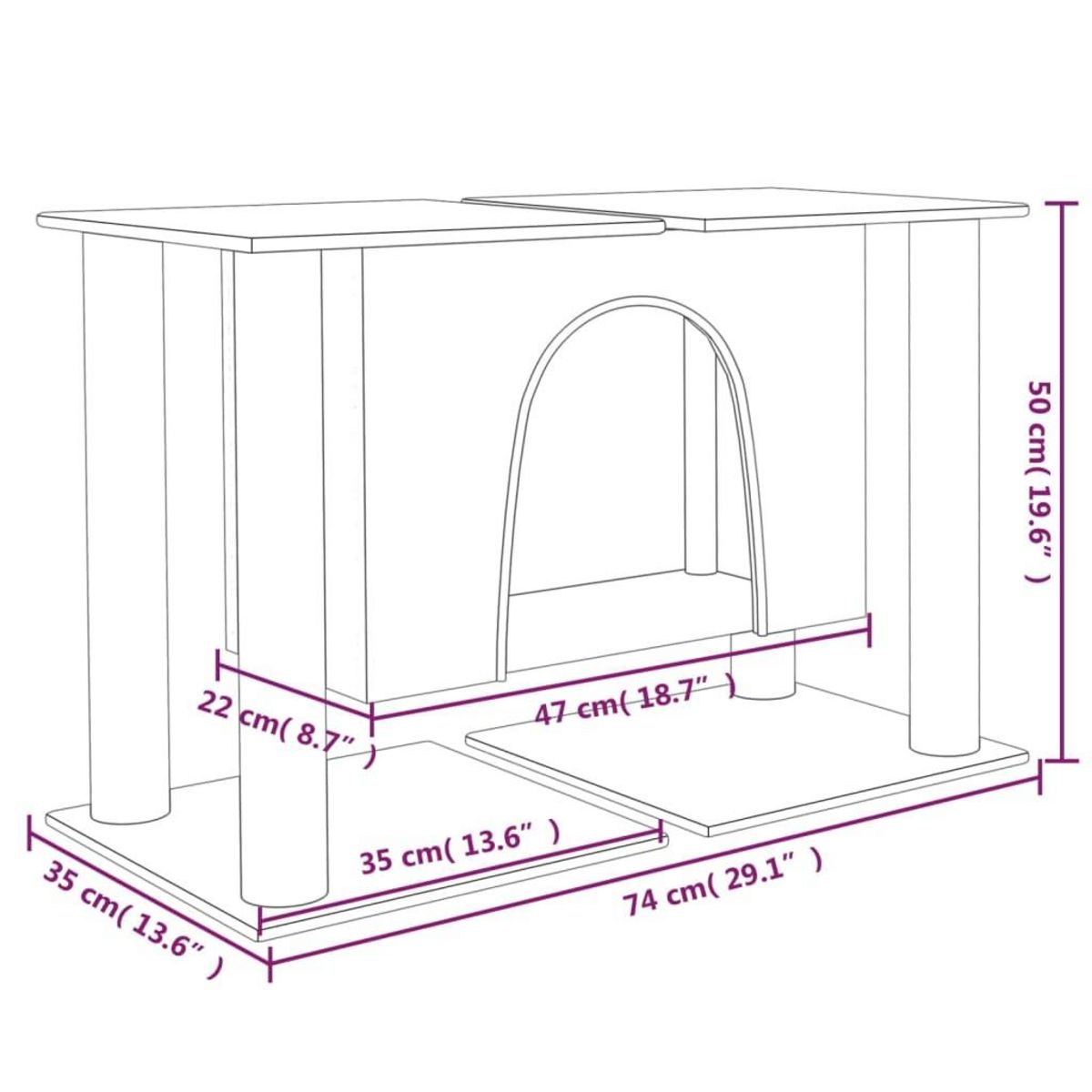 VIDAXL Arbre a chat avec griffoirs en sisal Gris fonce 50 cm