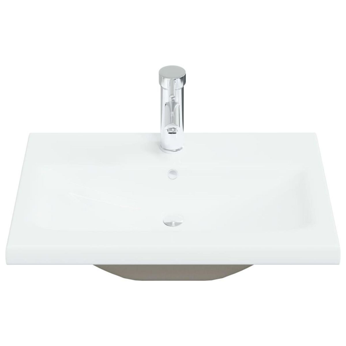 VIDAXL Lavabo encastre avec robinet 61x39x18 cm ceramique blanc