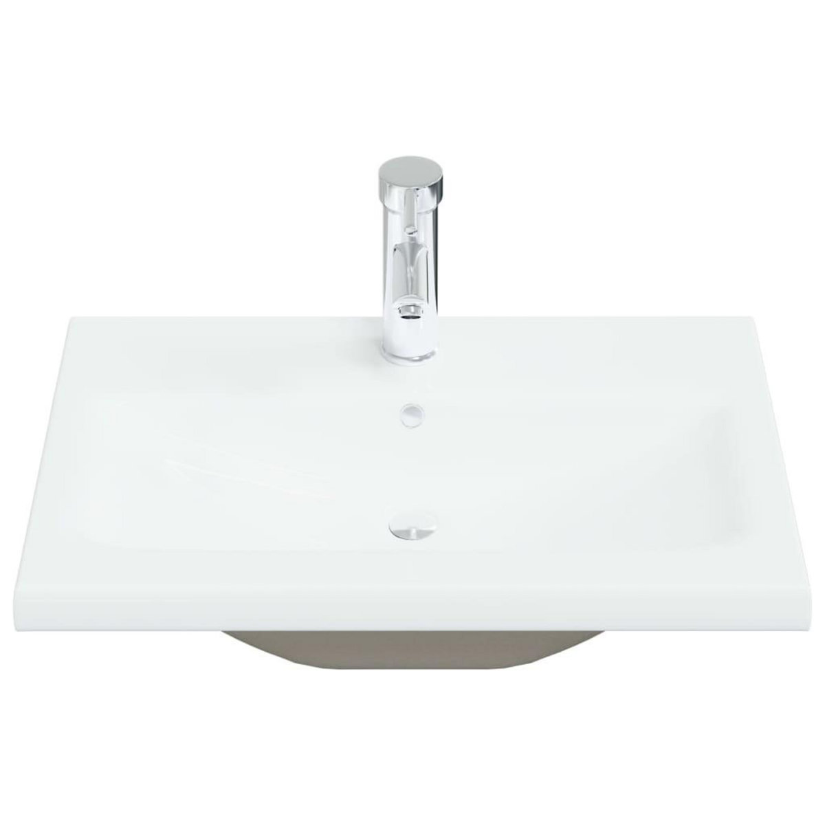 VIDAXL Lavabo encastre avec robinet 61x39x18 cm ceramique blanc