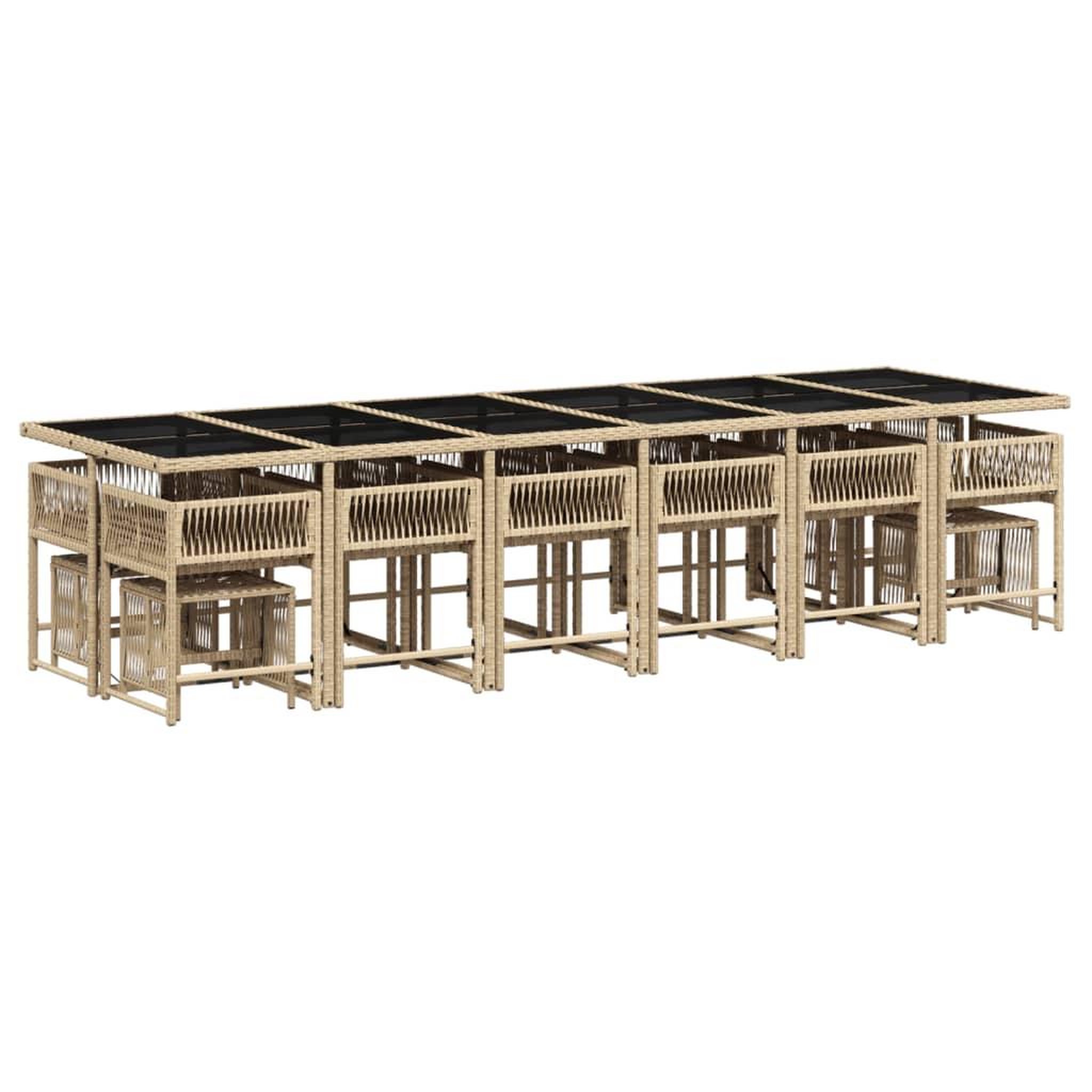 Voir la diapositive 3 : VIDAXL Ensemble a manger de jardin et coussins 17 pcs melange beige