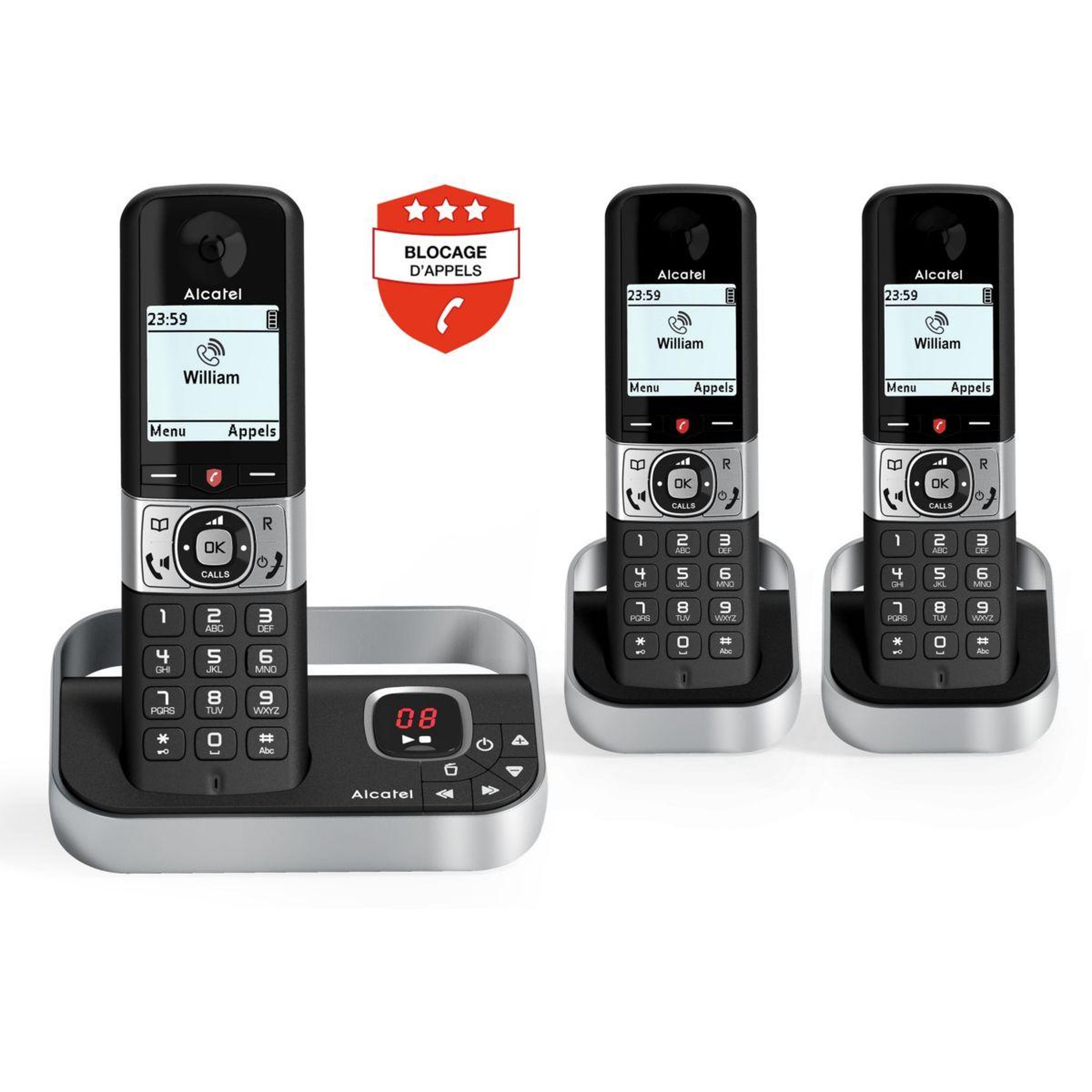 Voir la diapositive 1 : Alcatel Téléphone sans fil F890 Voice Trio Noir