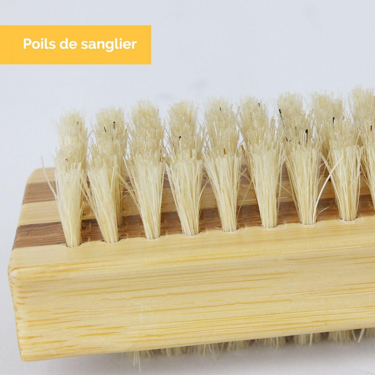 VIVEZEN Brosse à ongles 10 cm double face en bambou et poils de sanglier