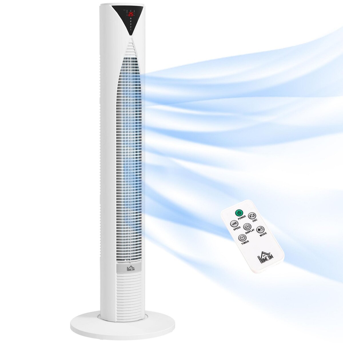 HOMCOM Ventilateur colonne tour oscillant 45 W silencieux télécommande incluse timer 4 modes 3 vitesses filtre blanc