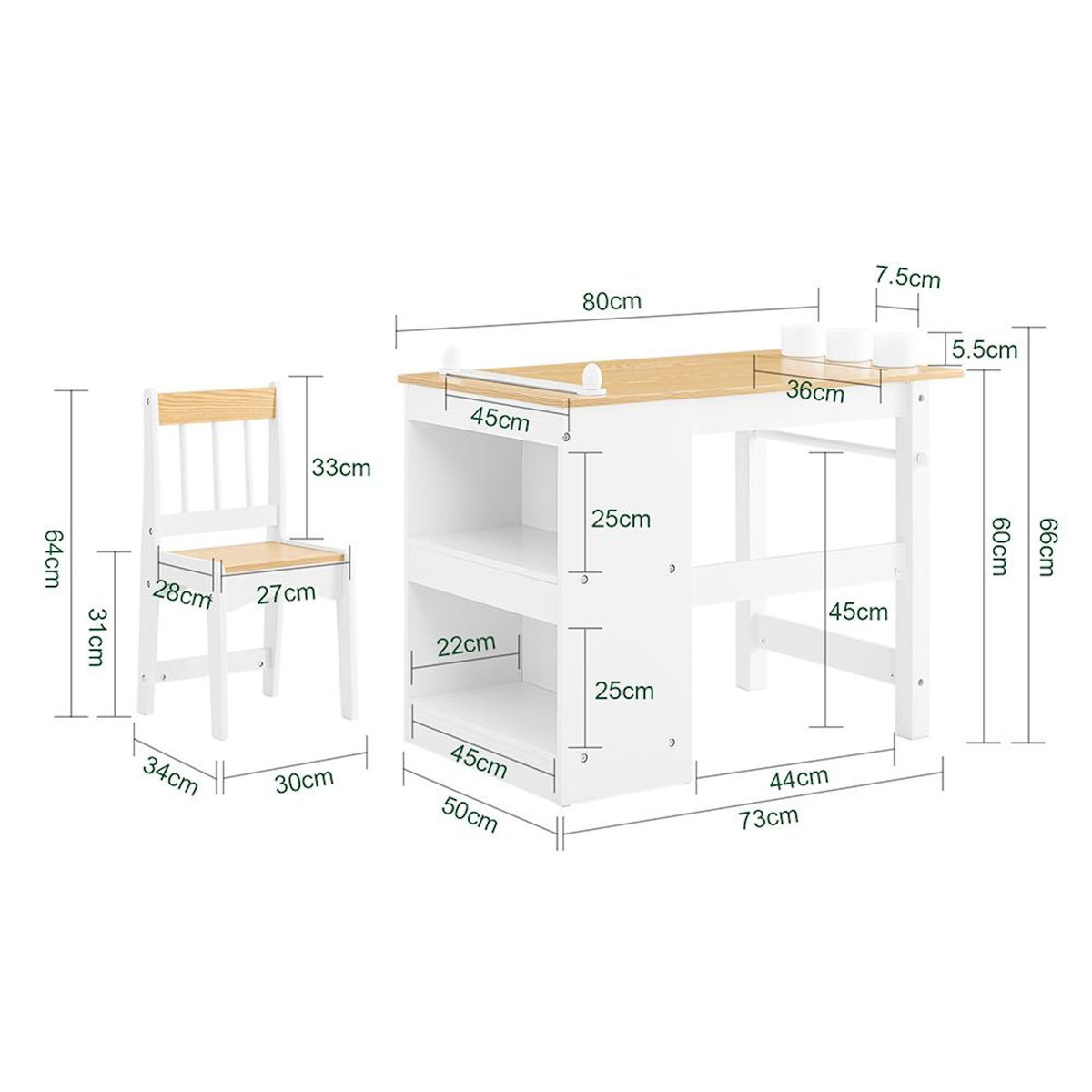 SOBUY SoBuy - Ensemble Table Et Chaise Enfant avec 2 étagères - Nordique - KMB60