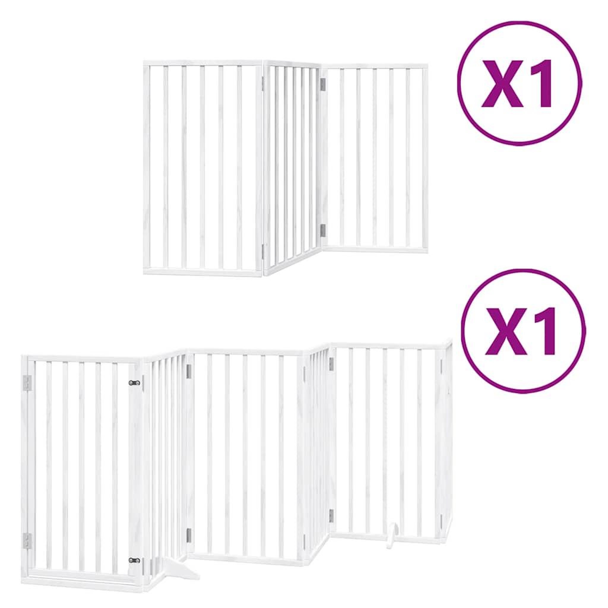 Voir la diapositive 2 : VIDAXL Barriere pour chien porte pliable 9panneaux blanc bois peuplier