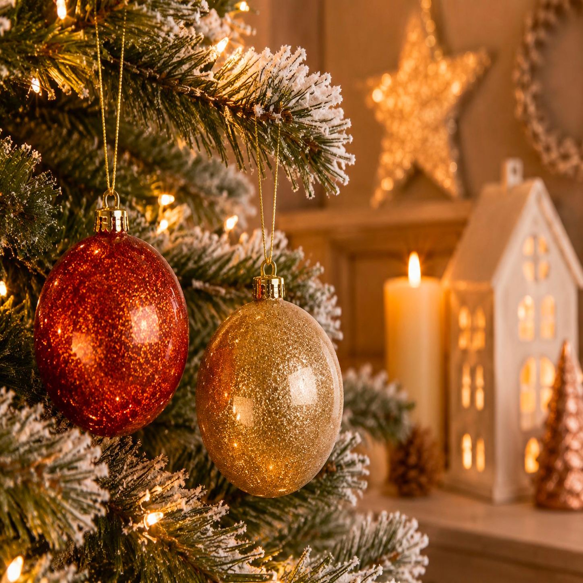 Voir la diapositive 2 : Eden Boule de noël – tons dorés – 6 cm