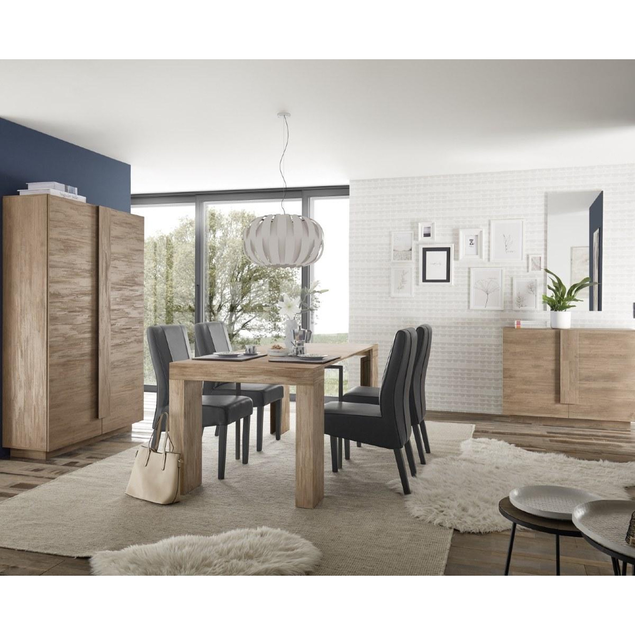 Voir la diapositive 4 : JLC KREATION Buffet de rangement 2 portes décor bois 120cm terra
