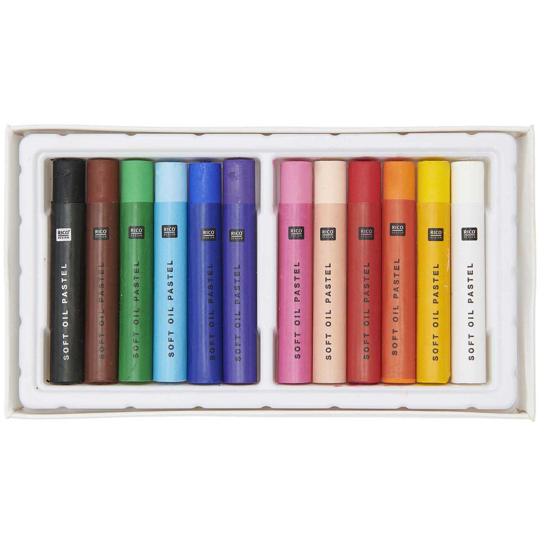 Voir la diapositive 1 : RICO DESIGN Pastels à l'huile 12 couleurs
