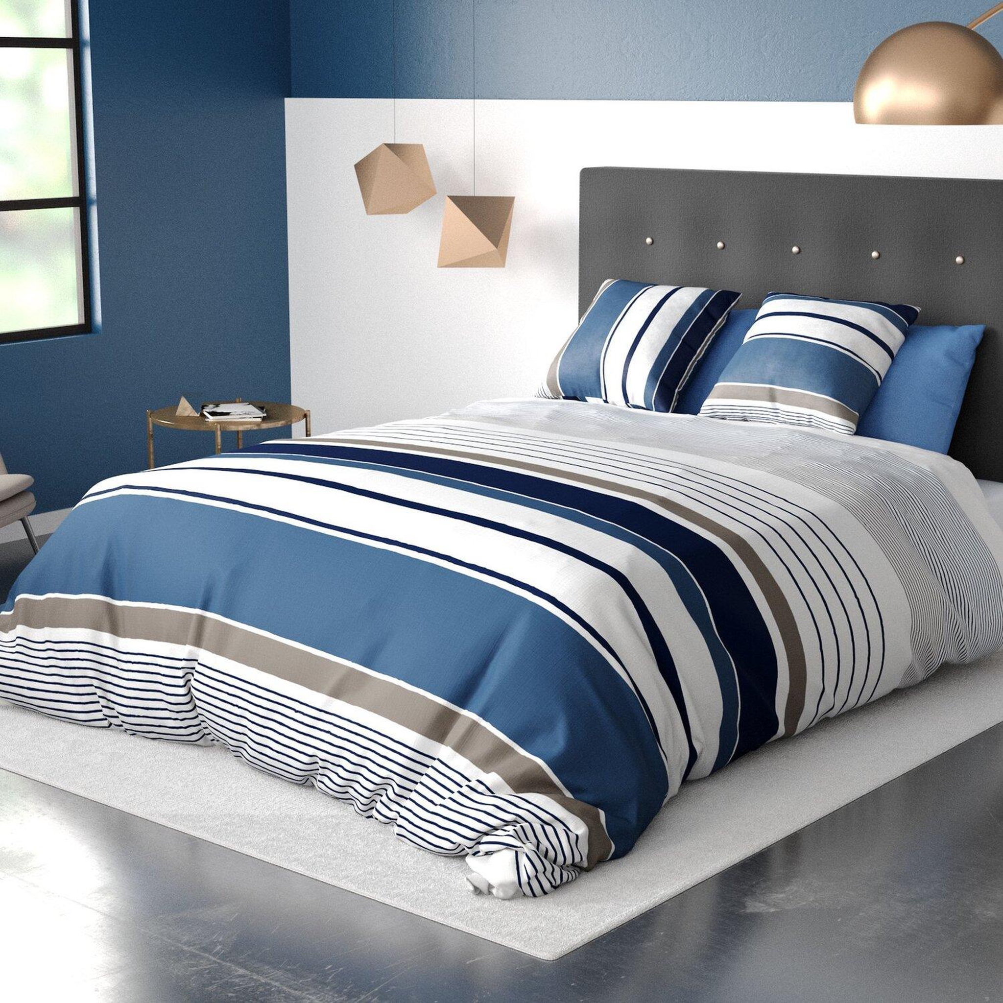 Voir la diapositive 3 : ATELIER DU COTON Parure housse de couette 100%coton 57fils belize