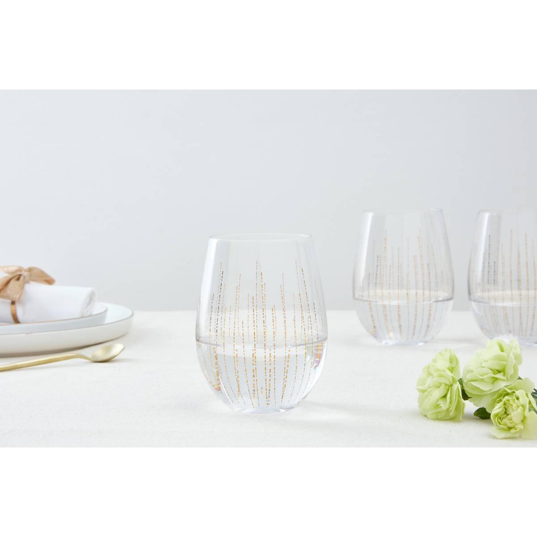 Voir la diapositive 3 : SECRET DE GOURMET Lot de 4 verres à eau  lunis  54cl doré