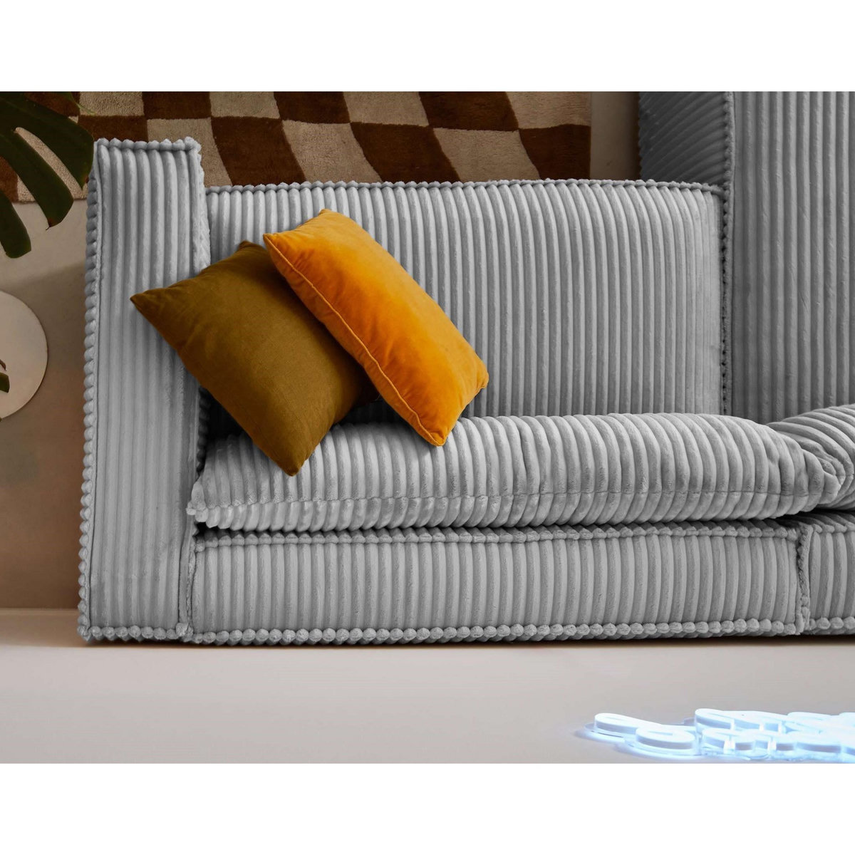 LISA DESIGN Ela - canapé d'angle gauche - 4 places - en velours côtelé grosses côtes