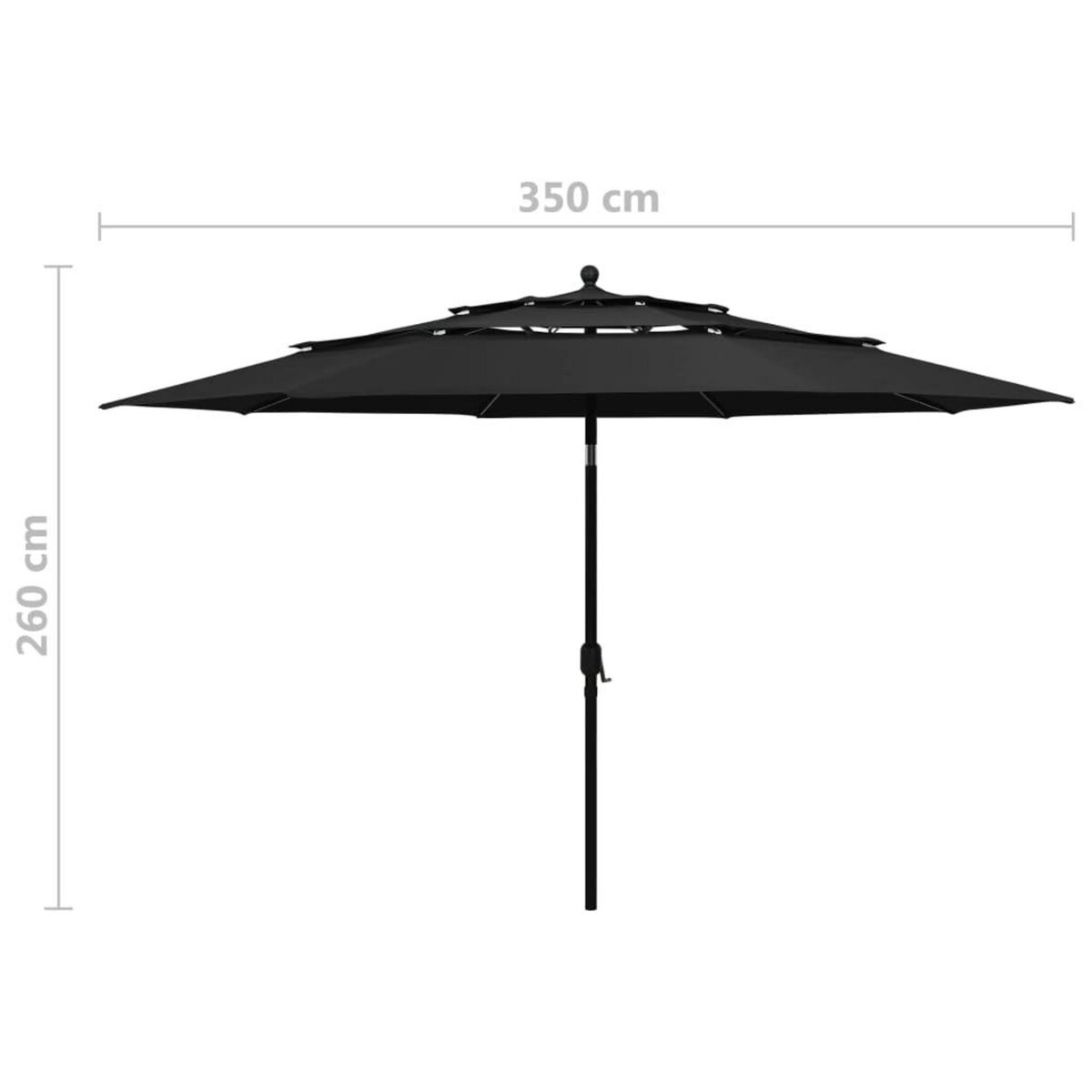 VIDAXL Parasol de jardin a 3 niveaux avec mat en aluminium noir 3,5 m