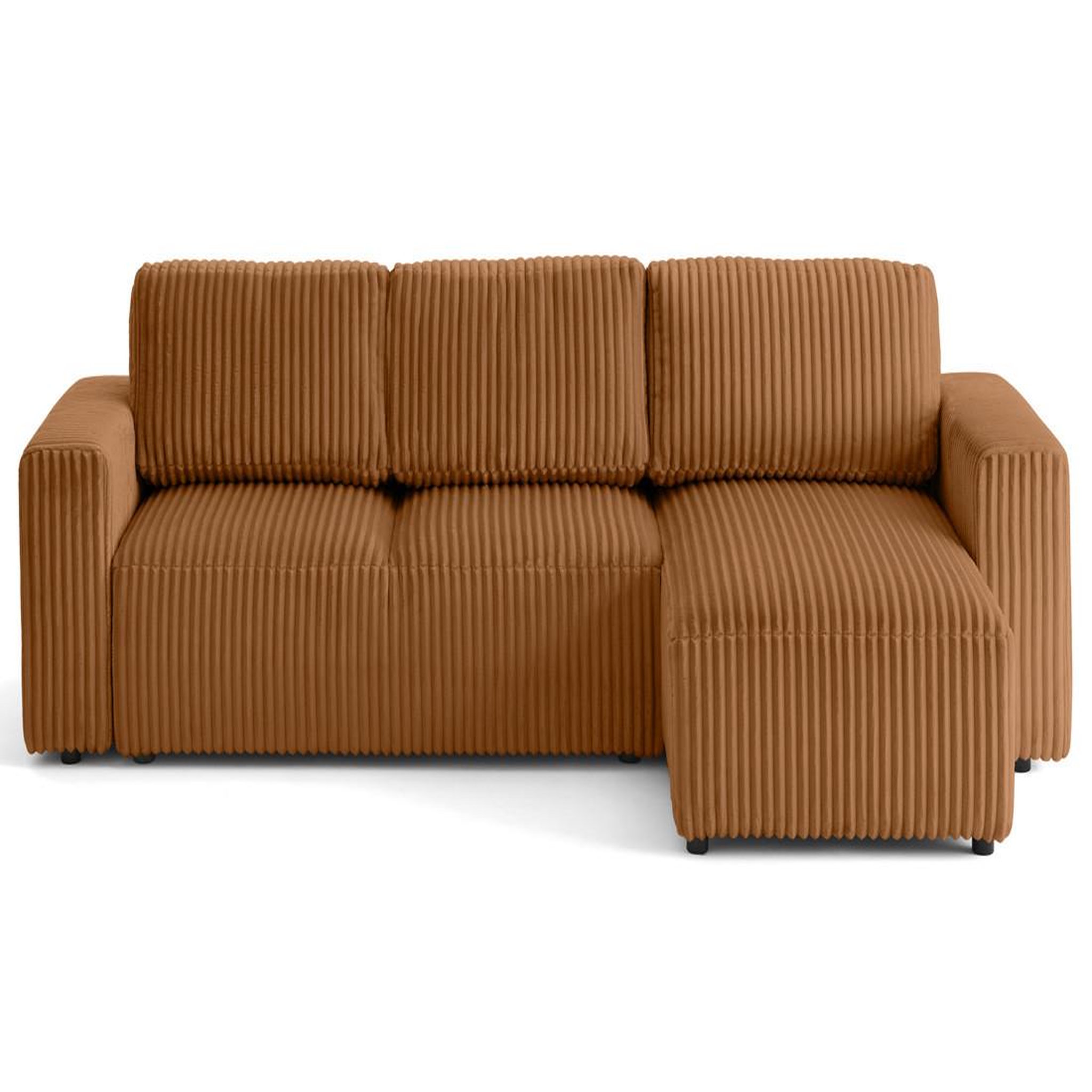 Voir la diapositive 1 : LISA DESIGN Livy - canapé d'angle réversible 4 places convertible avec coffre en velours côtelé grosses côtes