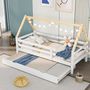 Voir la diapositive 5 : MERAX Lit gigogne 90x200(90x190)cm bois coloris blanc+naturel