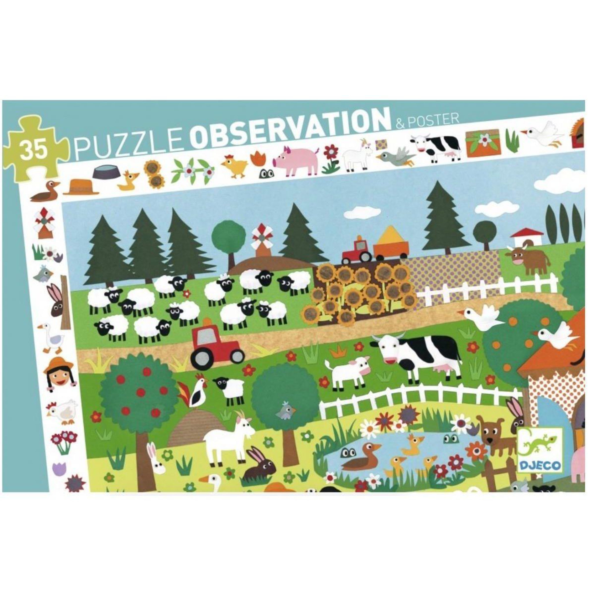 Djeco Puzzle observation la ferme 35 pieces