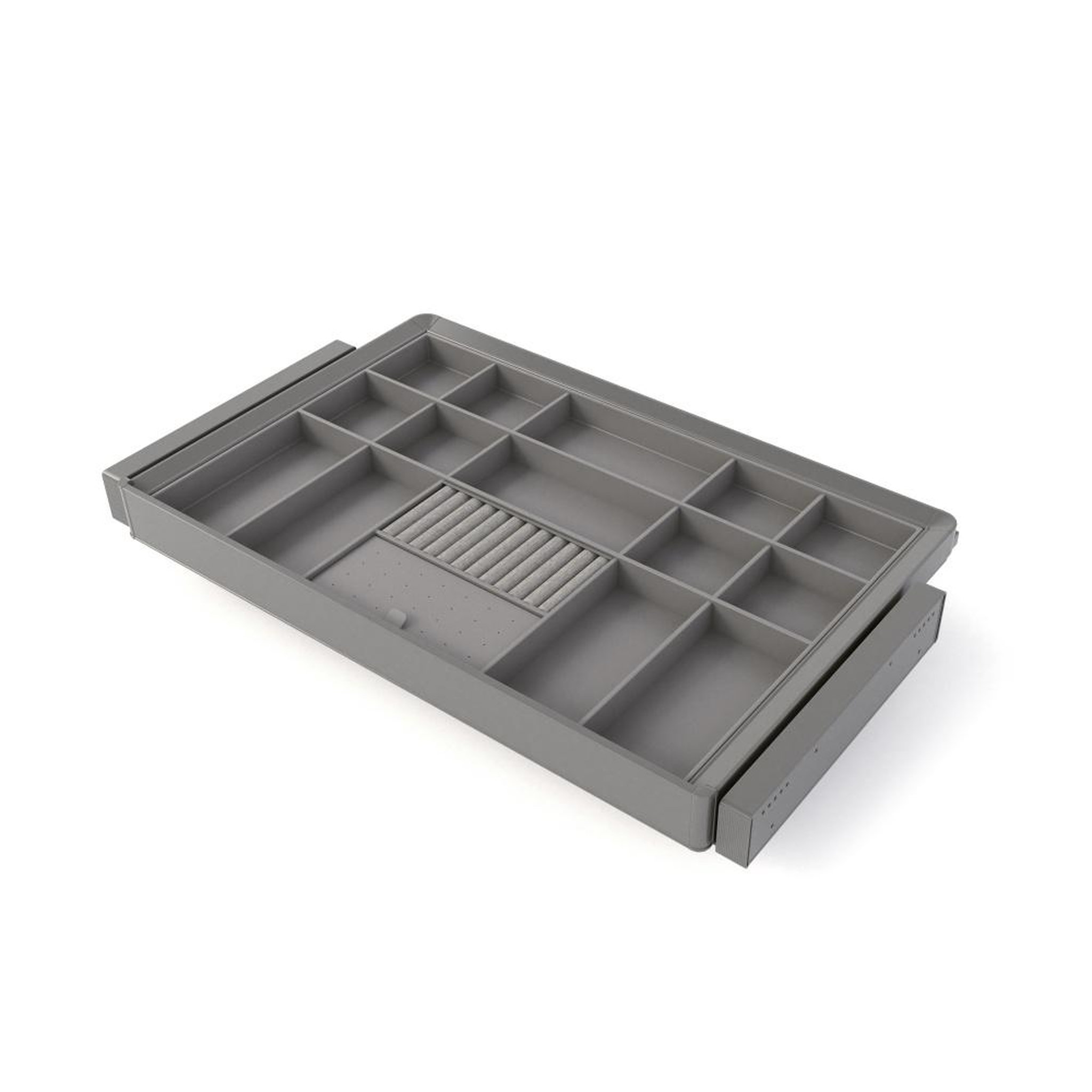 EMUCA SRL Kit tiroir organisateur et rack ajustable Quartz pour armoires -  glissières extension totale et à fermeture douce -  Module 80cm -  Finition Titane