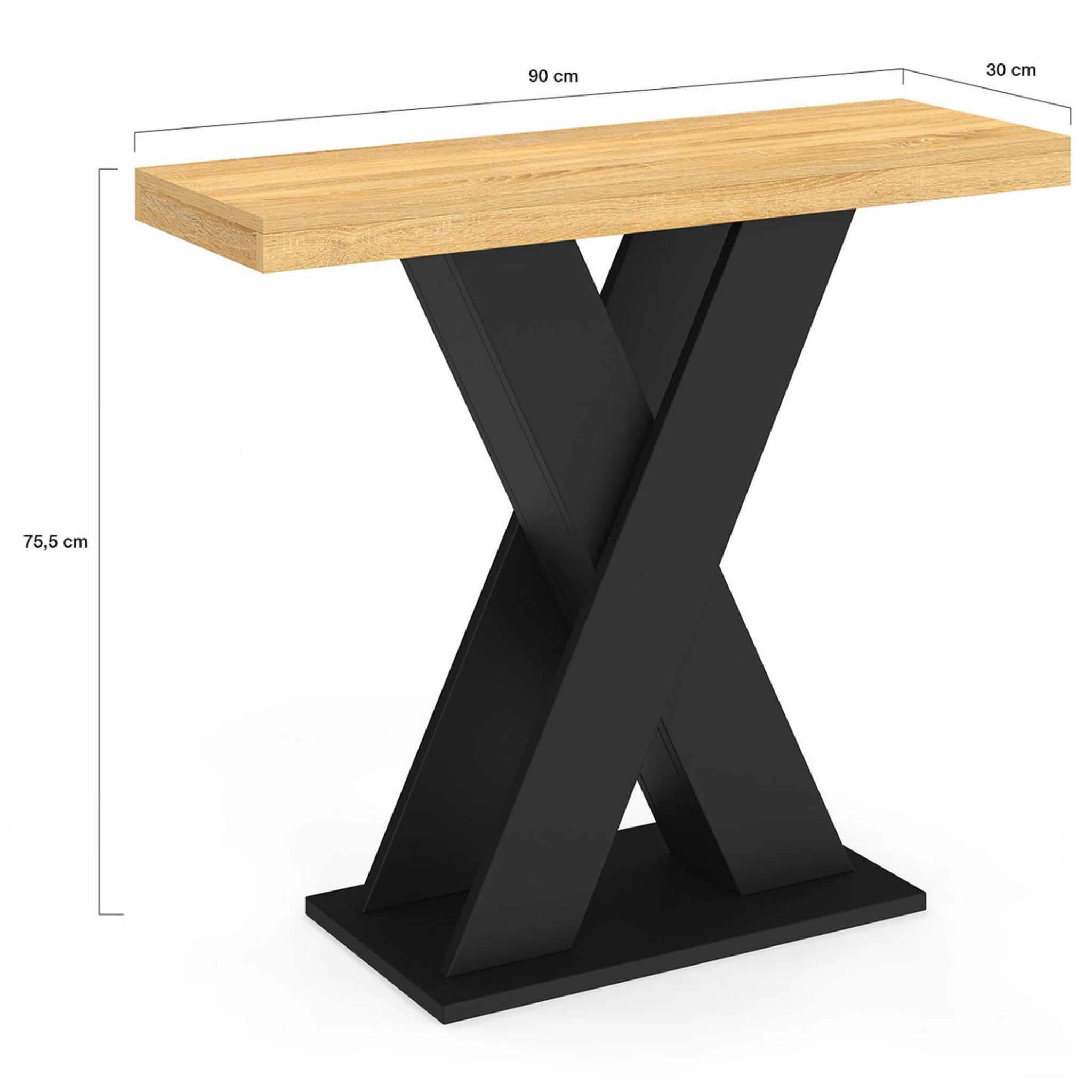 Voir la diapositive 4 : ID MARKET Console alicia plateau bois et pied x noir