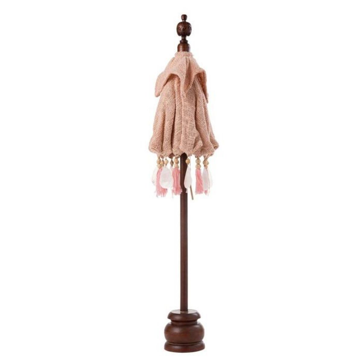 Paris Prix Parasol Déco  Pompons & Coquillages  51cm Saumon