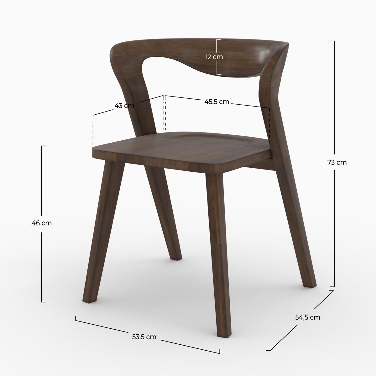 Rendez vous déco Chaise en bois d'hévéa foncé - Vega