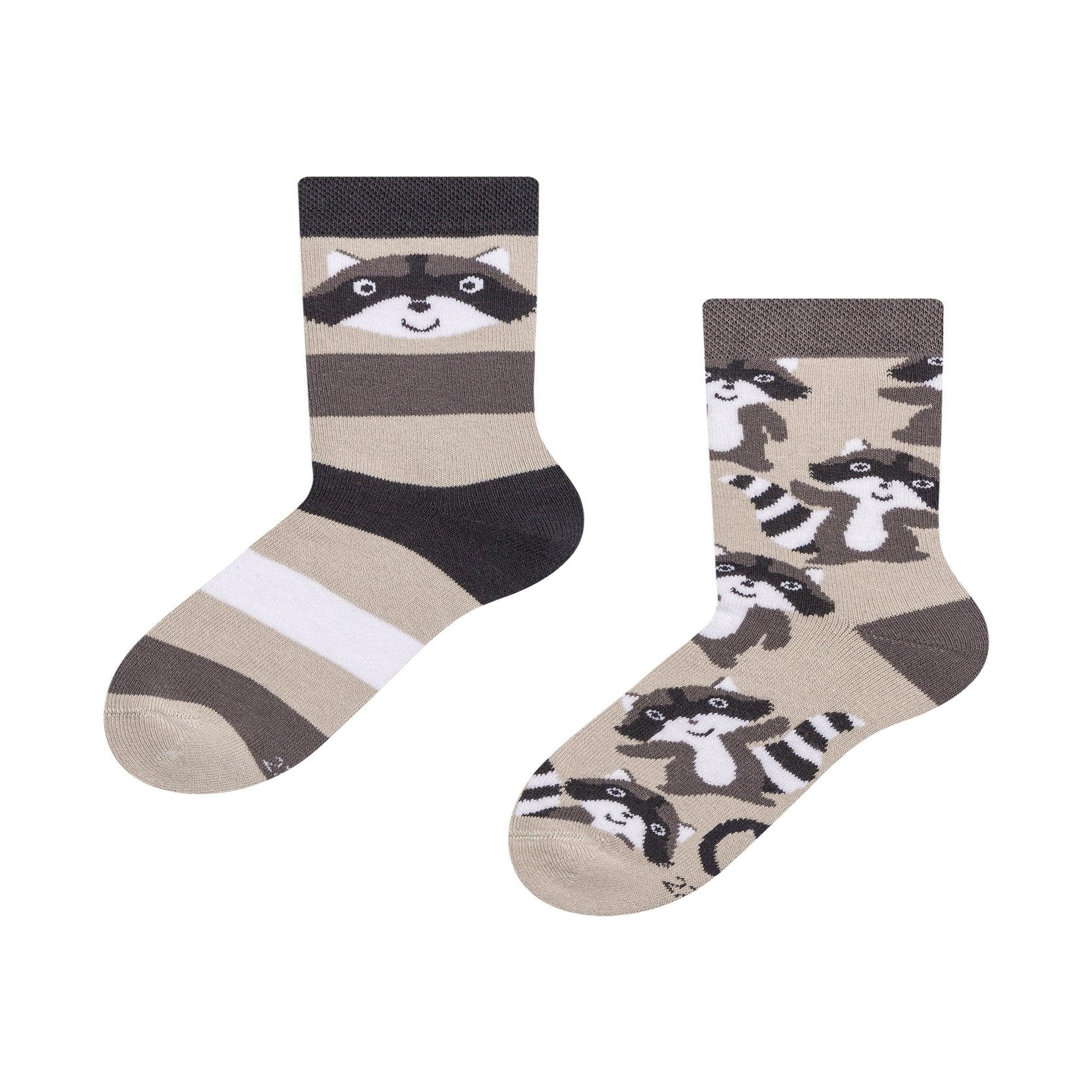 DEDOLES Chaussettes chaudes enfants raton laveur heureux. Coloris disponibles : Gris