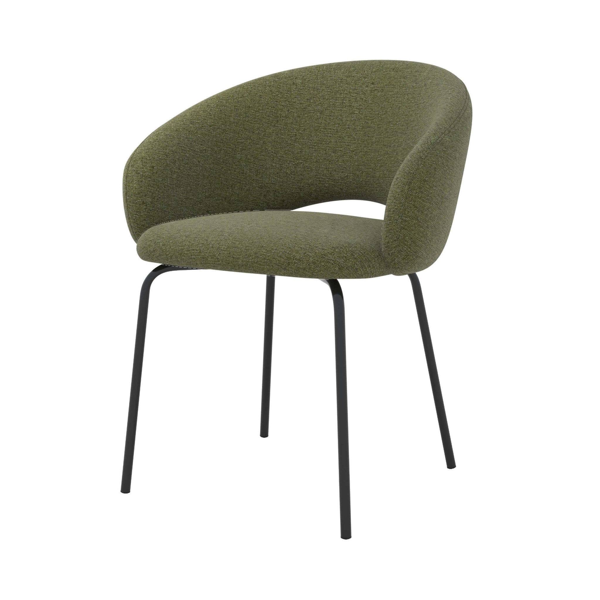 MAISON PAVANE Chaise en tissu vert chiné et pieds noirs-milly
