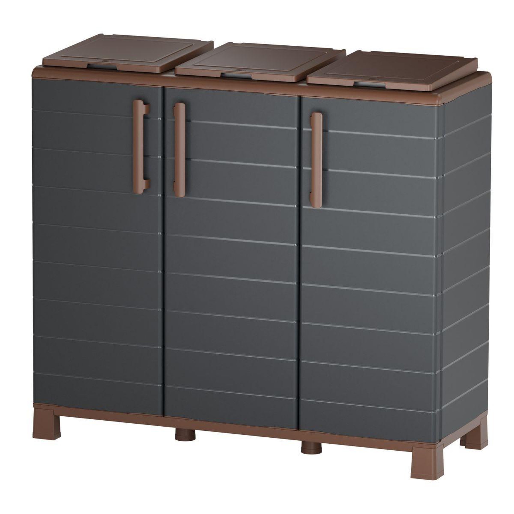 ART PLAST Armoire de tri 3 portes cache poubelle de tri sélectif 102 x 37 x 90 cm intérieur extérieur art plast