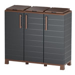 ART PLAST Abri Poubelles 3 Sacs Anthracite - Armoire Cache Poubelle de Tri Sélectif 102 x 37 x 90 cm Terrasse, Restaurant Art Plast
