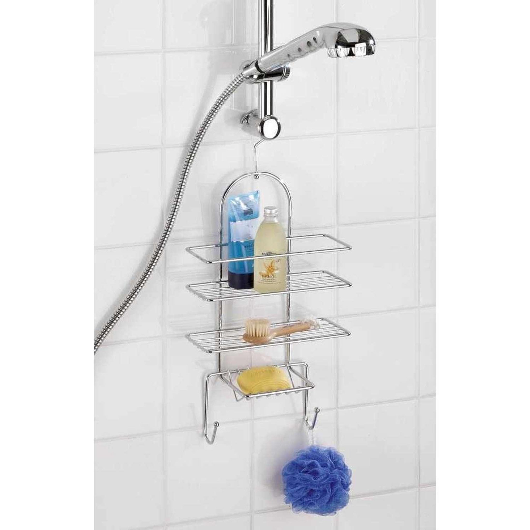 Voir la diapositive 5 : Wenko Serviteur de douche 3 tablettes et 2 crochets en métal - argent