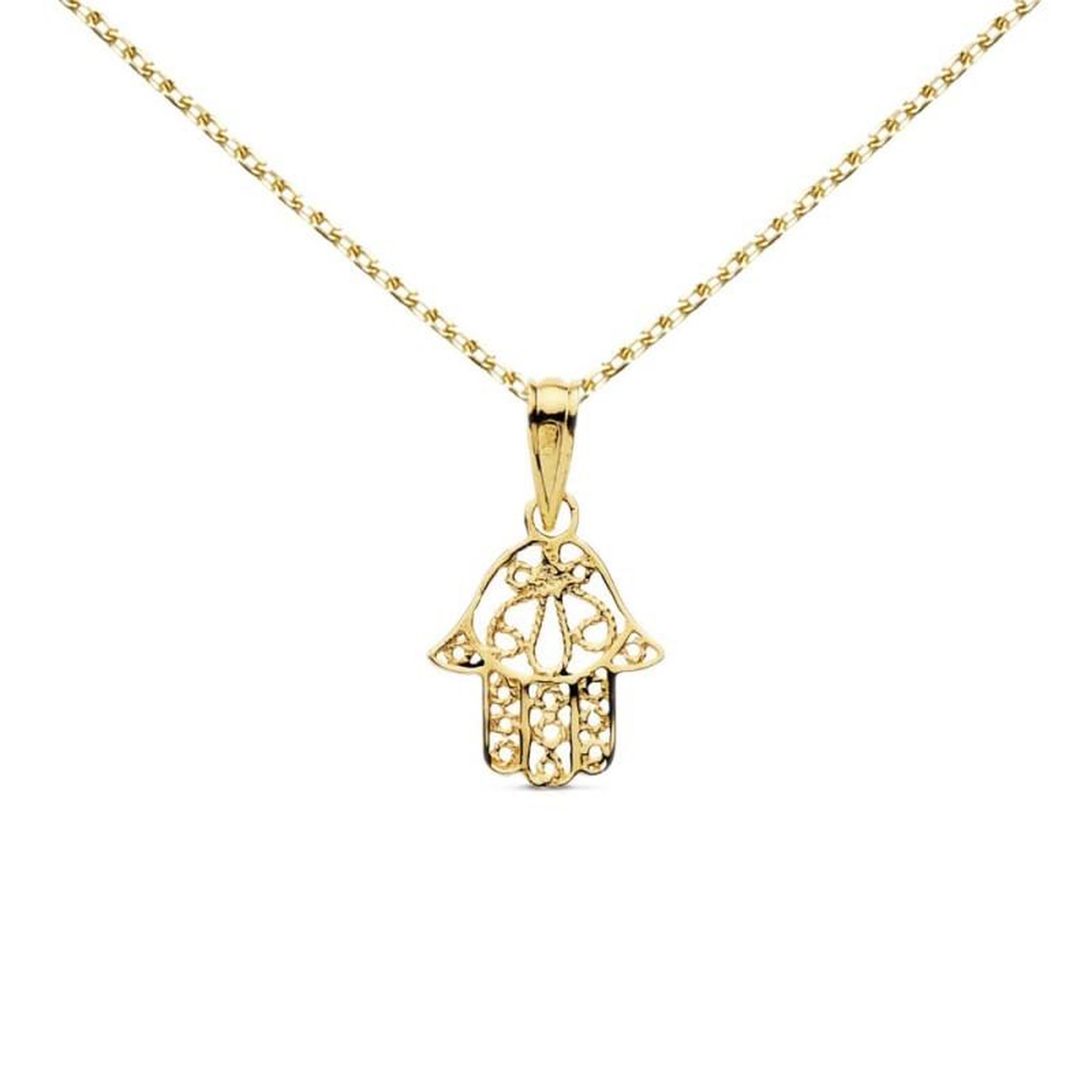 L'ATELIER D'AZUR Collier - Pendentif Or 18 Carats 750/000 Main de Fatma - Chaine Dorée