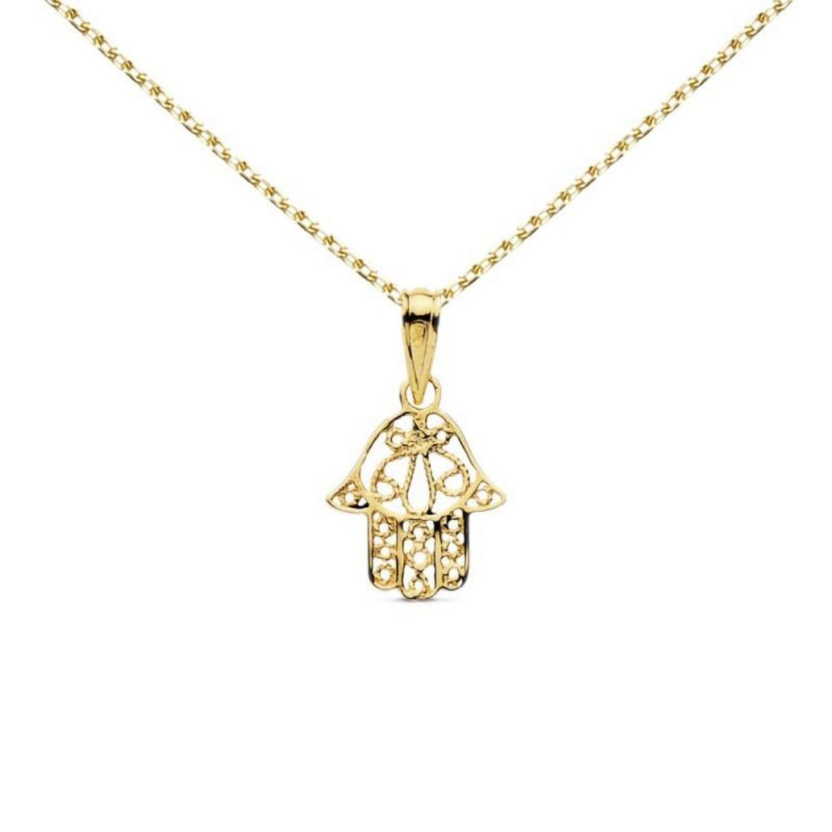 L'ATELIER D'AZUR Collier - Pendentif Or 18 Carats 750/000 Main de Fatma - Chaine Dorée