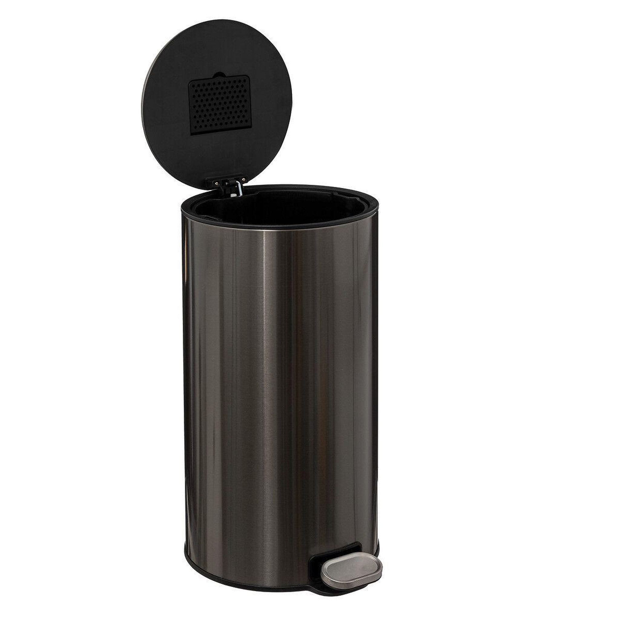 Voir la diapositive 2 : FIVE Poubelle de cuisine en métal  delta  30l inox noir