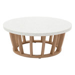HESPERIDE Table basse de jardin ronde en bois et béton LEMINDO - Marron