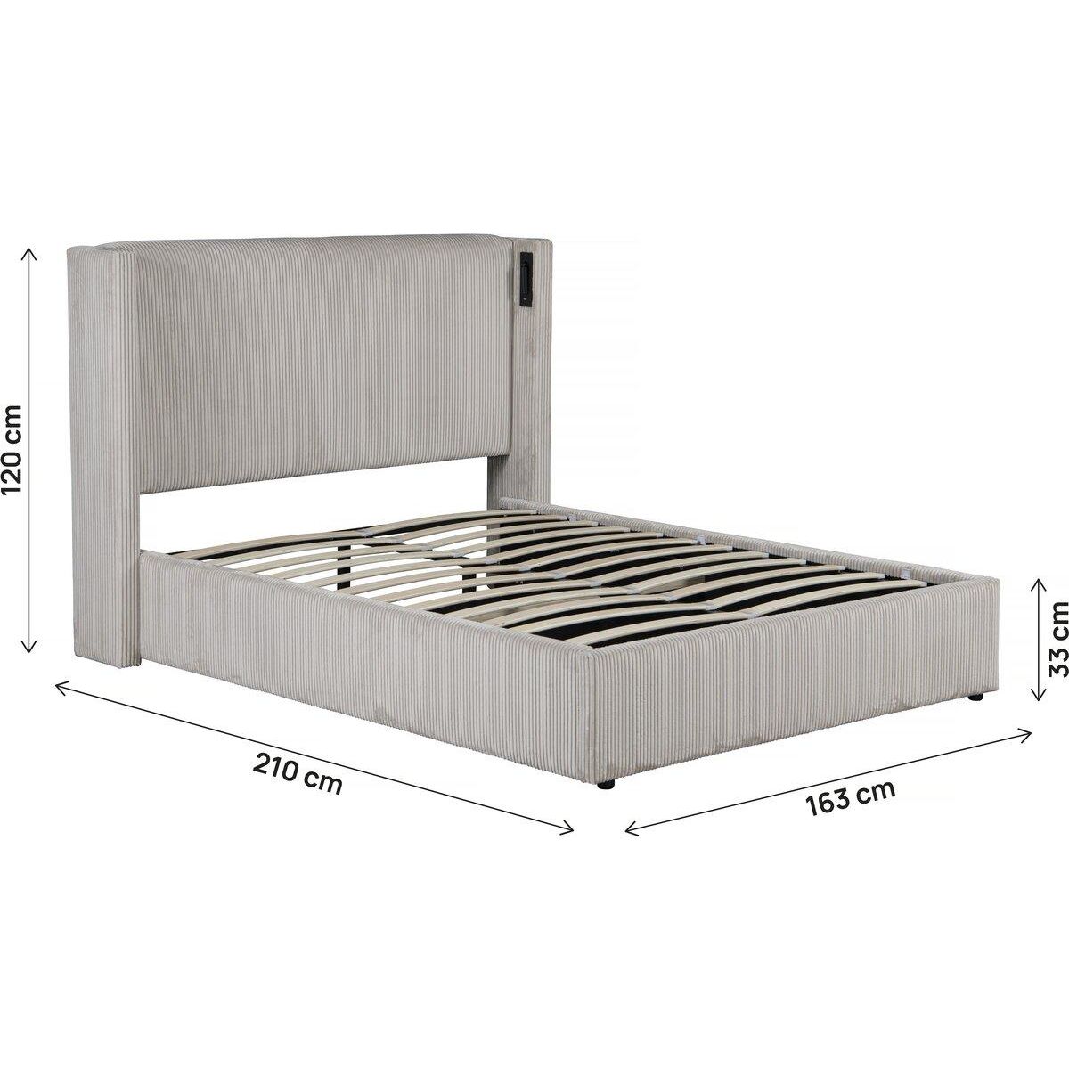 Habitat et Jardin Lit double en velours côtelé avec coffre et lampe intégré  Cortina  - 140 x 190 cm-  Beige