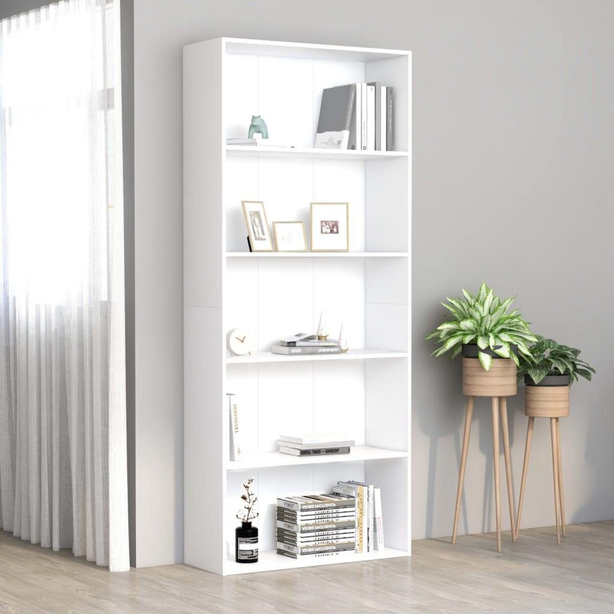 VIDAXL Bibliotheque a 5 niveaux Blanc 80x30x189 cm Bois d'ingenierie