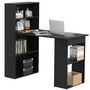 Voir la diapositive 1 : HOMCOM Bureau informatique 120L x 55l x 120H cm bibliothèque adjacente multi-rangements noir