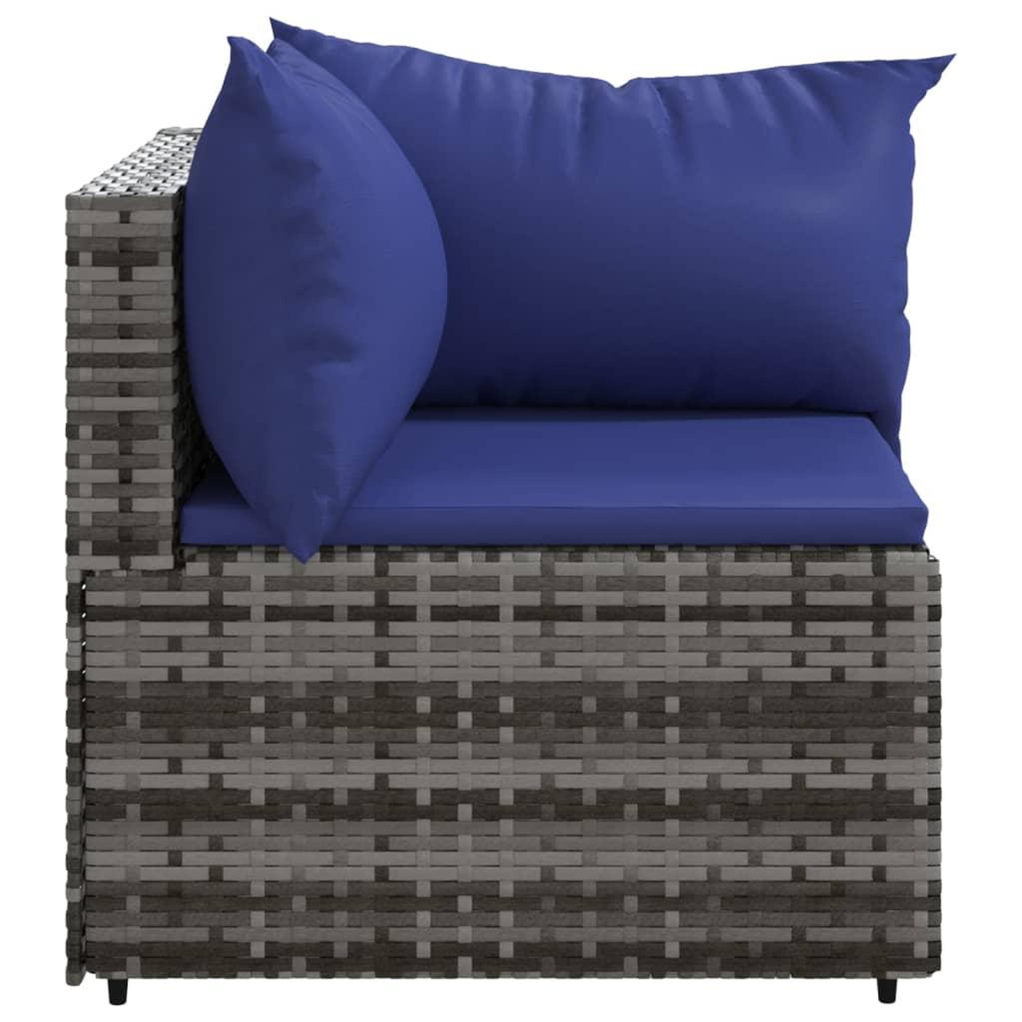 Voir la diapositive 4 : VIDAXL Canape d'angle de jardin avec coussins gris resine tressee