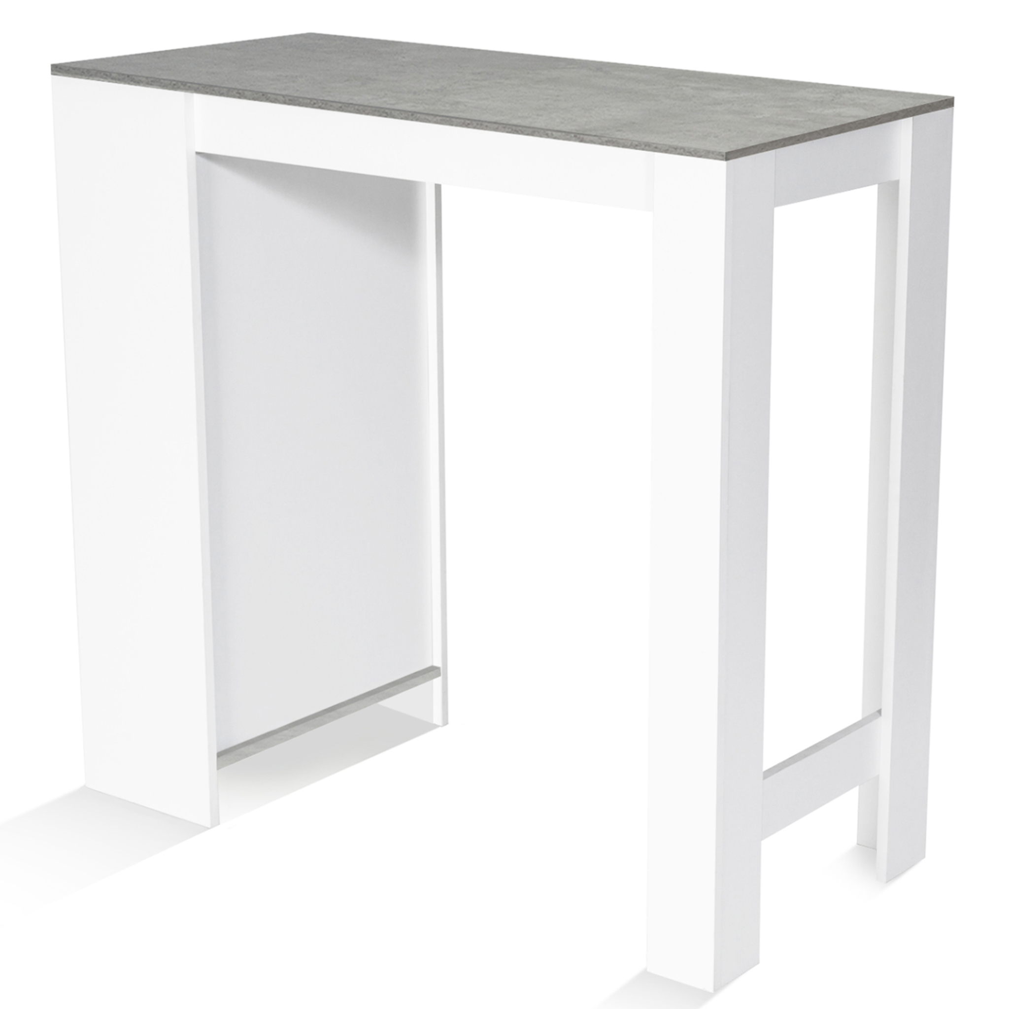 Voir la diapositive 3 : ID MARKET Table de bar barth 2 à 4 personnes bois blanc plateau effet béton