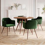 Voir la diapositive 2 : MAISON PAVANE Table et chaises 4 personnes en velours vert et bois-Liwa