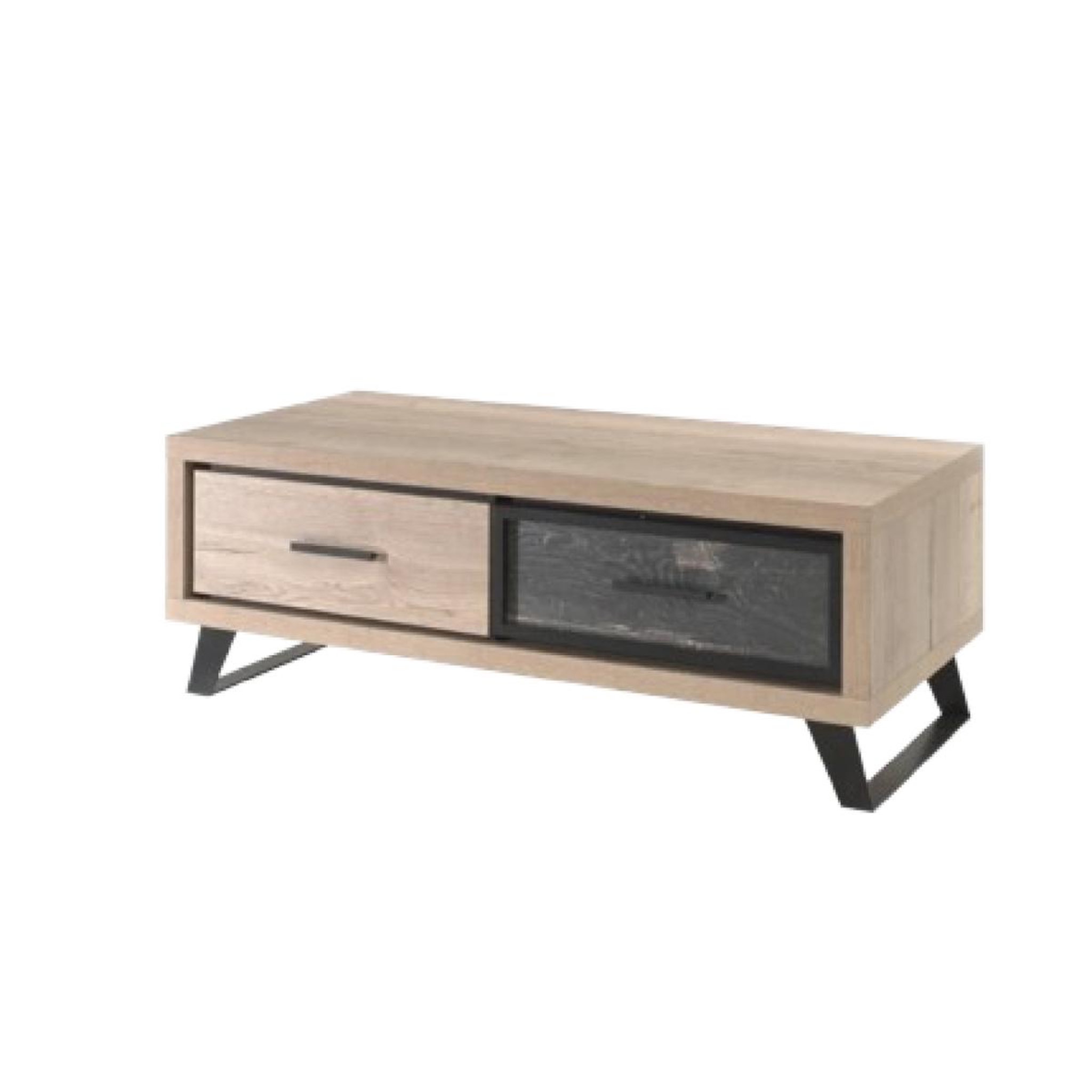 JLC KREATION Table basse contemporaine 2 tiroirs décor chêne pero