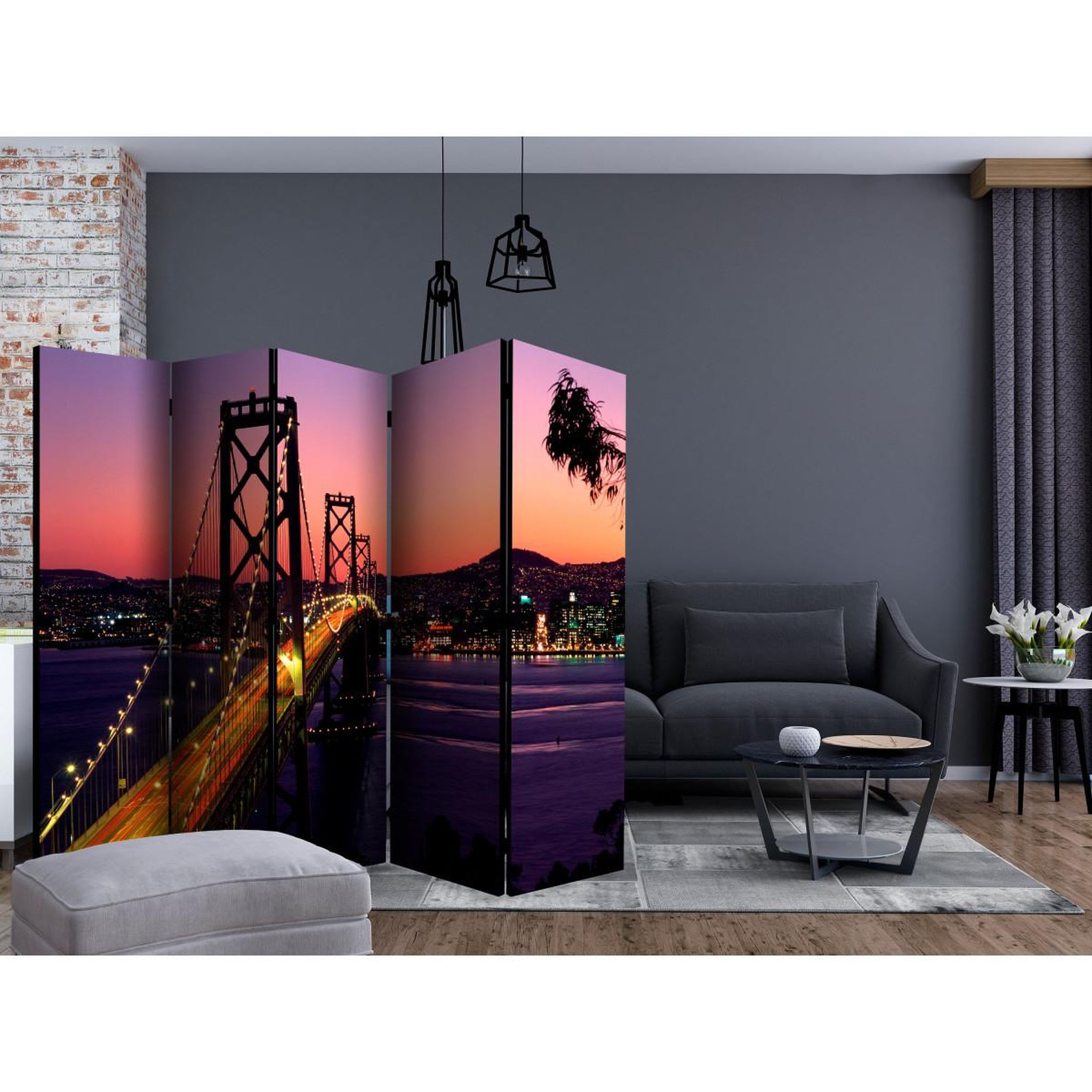 Voir la diapositive 2 : Paris Prix Paravent 5 volets  charming evening in san francisco  172x225cm