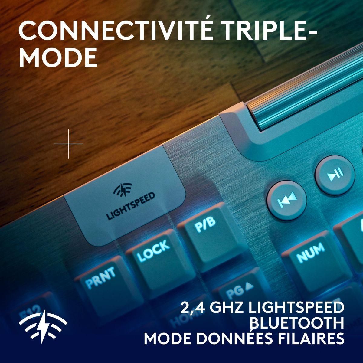 Logitech Clavier gamer sans fil G915 X Lightspeed Tactile Blanc