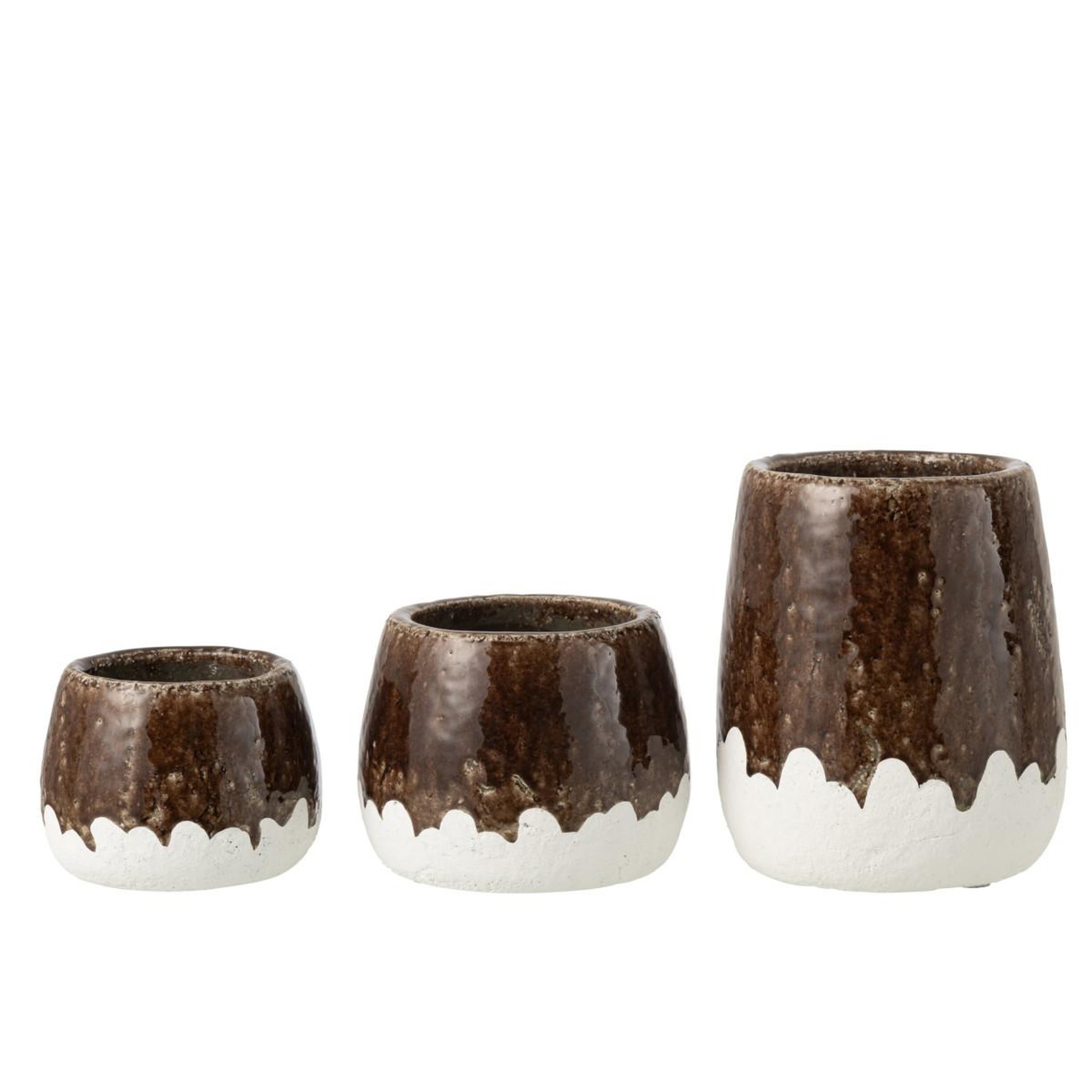 Voir la diapositive 3 : J-LINE Cache-pot bicolore en argile  budd  19cm marron